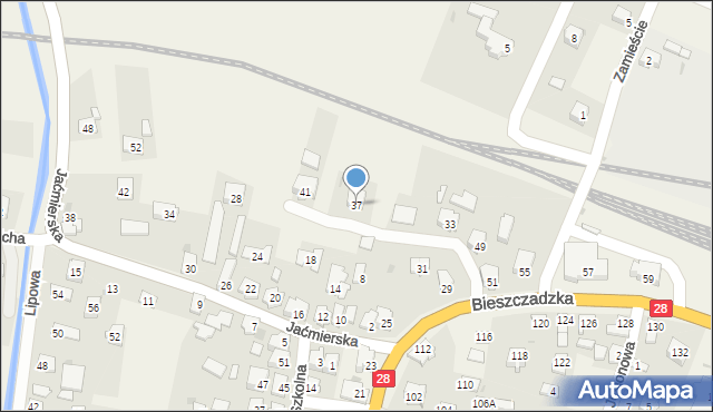 Zarszyn, Bieszczadzka, 37, mapa Zarszyn