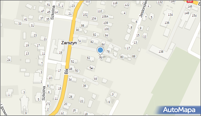 Zarszyn, Bieszczadzka, 70, mapa Zarszyn