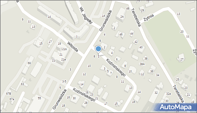 Biała Podlaska, bł. Koźmińskiego Honorata, 1, mapa Białej Podlaskiej