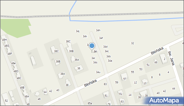 Bieniewice, Błońska, 34p, mapa Bieniewice