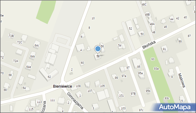 Bieniewice, Błońska, 58, mapa Bieniewice