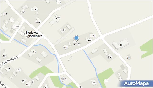 Błędowa Zgłobieńska, Błędowa Zgłobieńska, 105A, mapa Błędowa Zgłobieńska