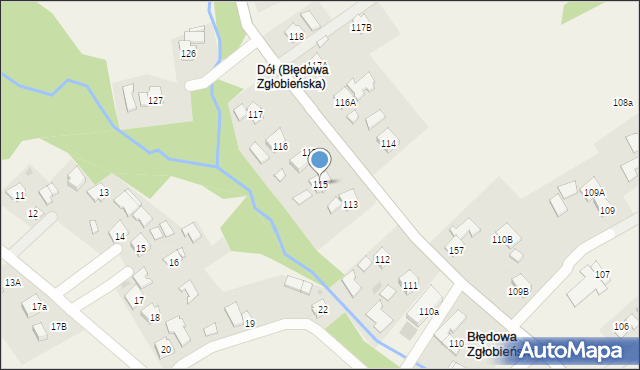 Błędowa Zgłobieńska, Błędowa Zgłobieńska, 115, mapa Błędowa Zgłobieńska