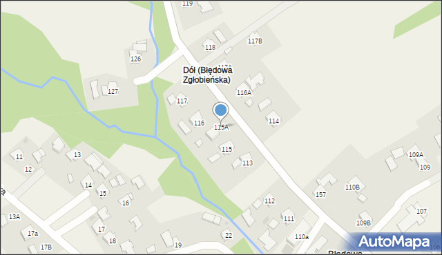 Błędowa Zgłobieńska, Błędowa Zgłobieńska, 115A, mapa Błędowa Zgłobieńska