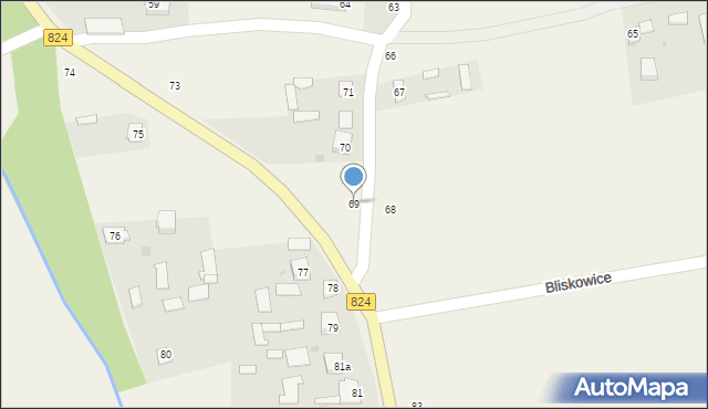 Bliskowice, Bliskowice, 69, mapa Bliskowice