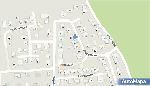 Bydgoszcz, Błądzimska, 57, mapa Bydgoszczy