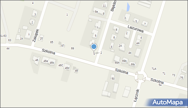 Czerwonak, Błękitna, 1, mapa Czerwonak