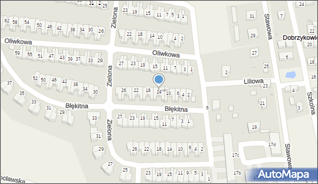 Dobrzykowice, Błękitna, 14, mapa Dobrzykowice