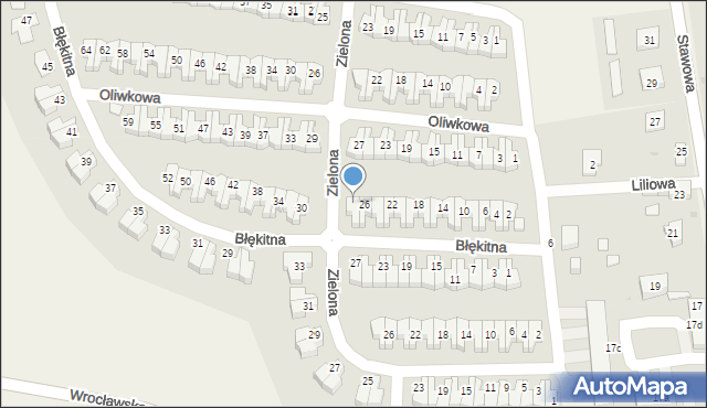 Dobrzykowice, Błękitna, 28, mapa Dobrzykowice