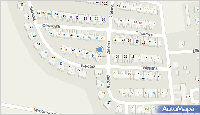 Dobrzykowice, Błękitna, 30, mapa Dobrzykowice