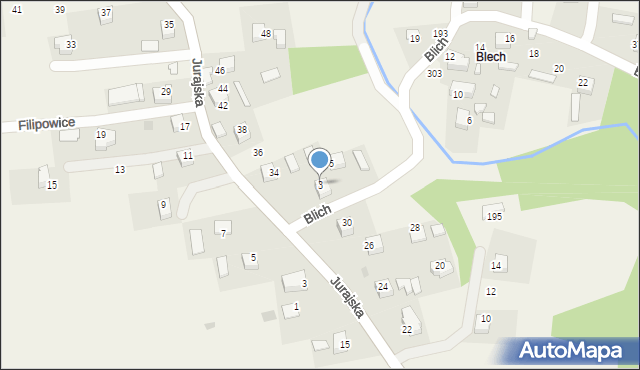 Filipowice, Blich, 3, mapa Filipowice