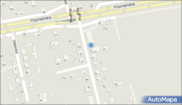 Gniezno, Bluszczowa, 1, mapa Gniezna