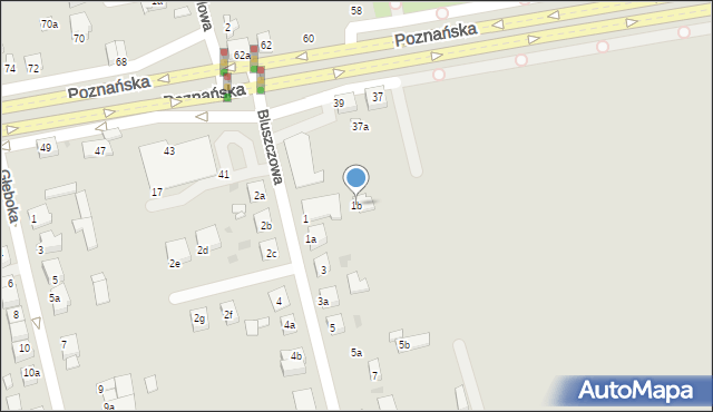 Gniezno, Bluszczowa, 1b, mapa Gniezna