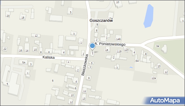 Goszczanów, Błaszkowska, 1, mapa Goszczanów