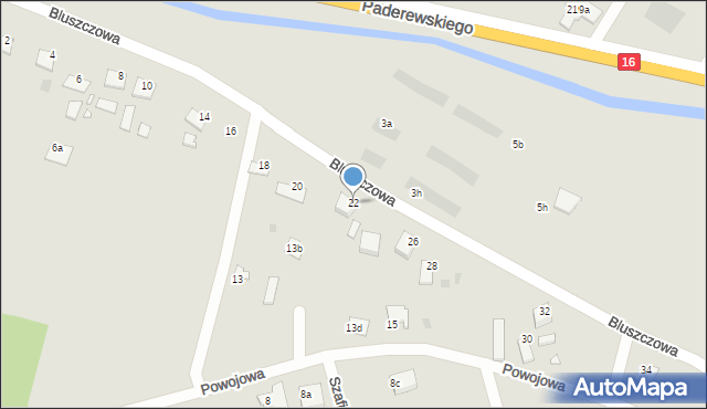 Grudziądz, Bluszczowa, 22, mapa Grudziądza