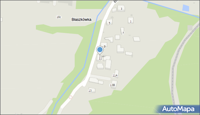 Kalwaria Zebrzydowska, Błażkówka, 11b, mapa Kalwaria Zebrzydowska