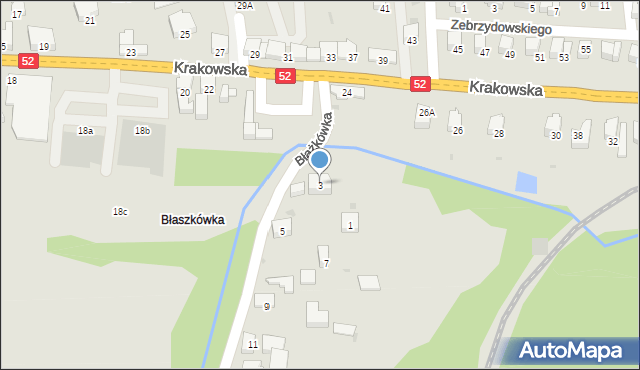 Kalwaria Zebrzydowska, Błażkówka, 3, mapa Kalwaria Zebrzydowska