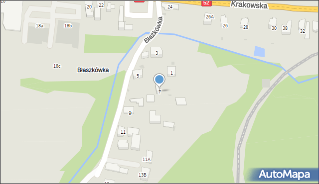 Kalwaria Zebrzydowska, Błażkówka, 7, mapa Kalwaria Zebrzydowska