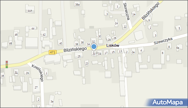 Lisków, Blizińskiego Wacława, ks., 21, mapa Lisków