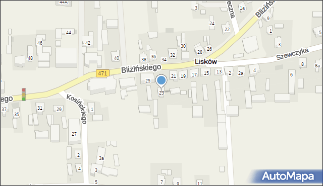 Lisków, Blizińskiego Wacława, ks., 23, mapa Lisków