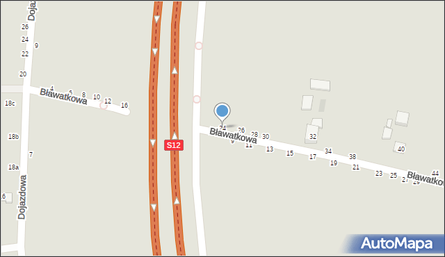 Lublin, Bławatkowa, 24, mapa Lublina