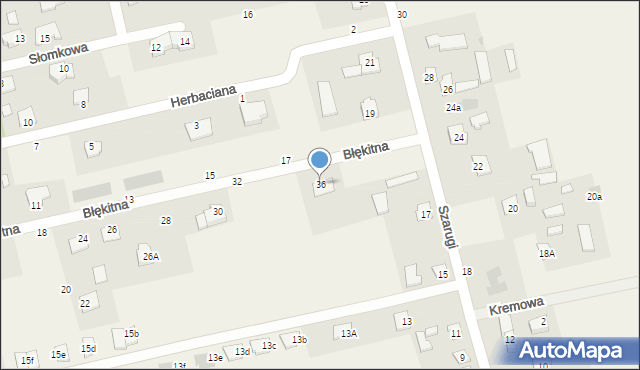 Marysin, Błękitna, 36, mapa Marysin