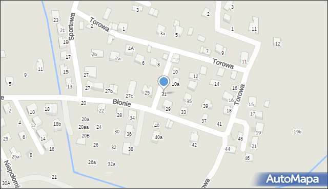 Niepołomice, Błonie, 31, mapa Niepołomice