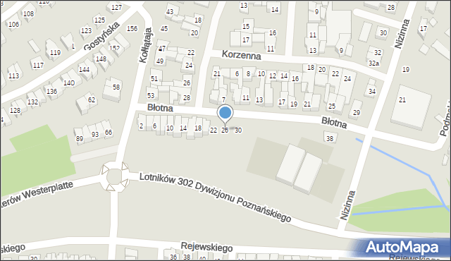 Poznań, Błotna, 26, mapa Poznania