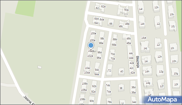 Poznań, Błażeja, 102c, mapa Poznania