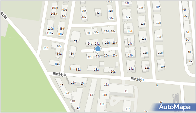 Poznań, Błażeja, 22a, mapa Poznania