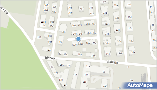 Poznań, Błażeja, 22b, mapa Poznania