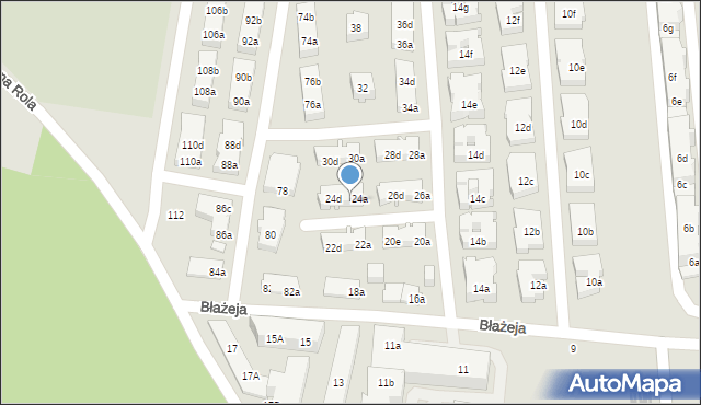 Poznań, Błażeja, 24b, mapa Poznania