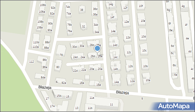 Poznań, Błażeja, 26b, mapa Poznania