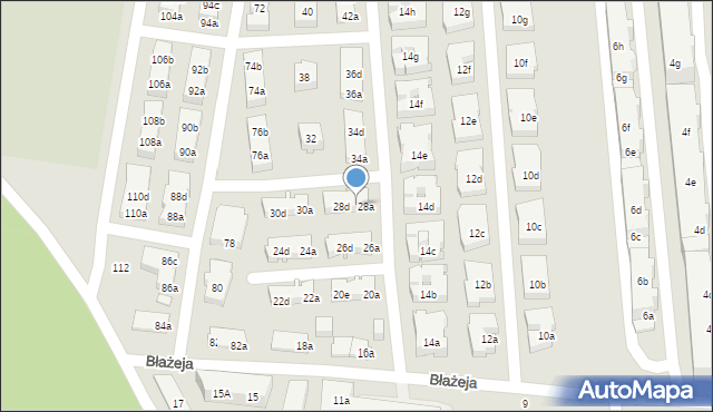 Poznań, Błażeja, 28b, mapa Poznania