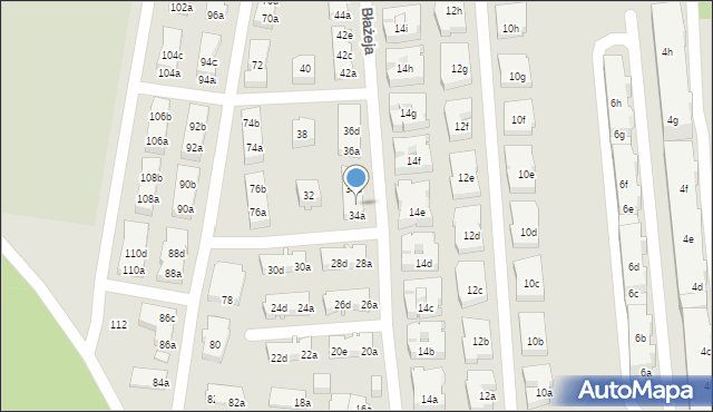 Poznań, Błażeja, 34b, mapa Poznania