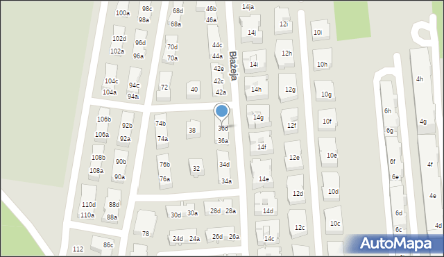 Poznań, Błażeja, 36d, mapa Poznania