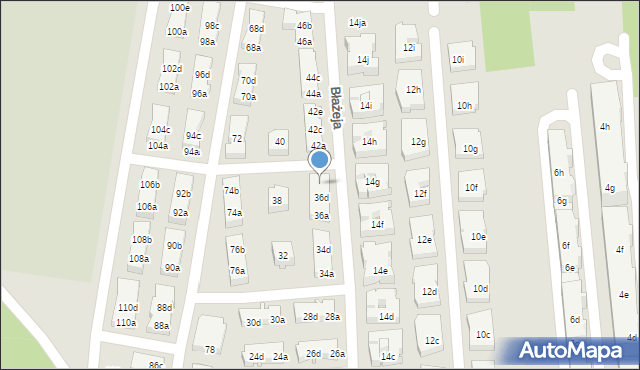 Poznań, Błażeja, 36e, mapa Poznania