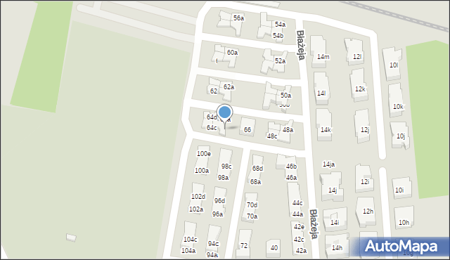 Poznań, Błażeja, 64b, mapa Poznania