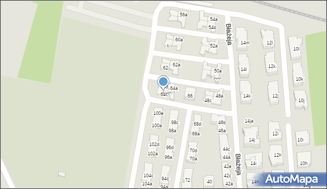 Poznań, Błażeja, 64c, mapa Poznania