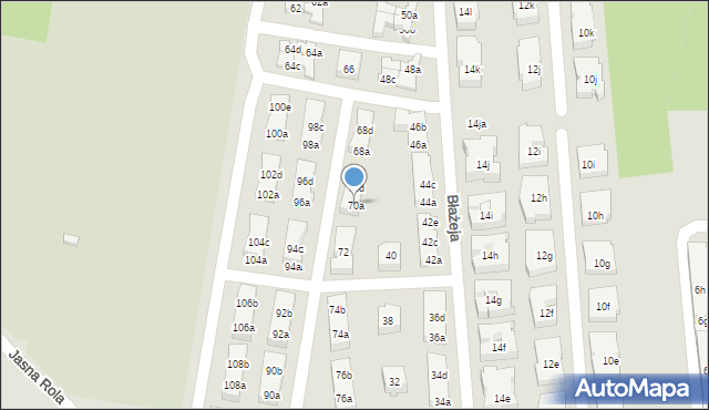 Poznań, Błażeja, 70a, mapa Poznania