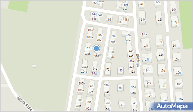 Poznań, Błażeja, 96a, mapa Poznania