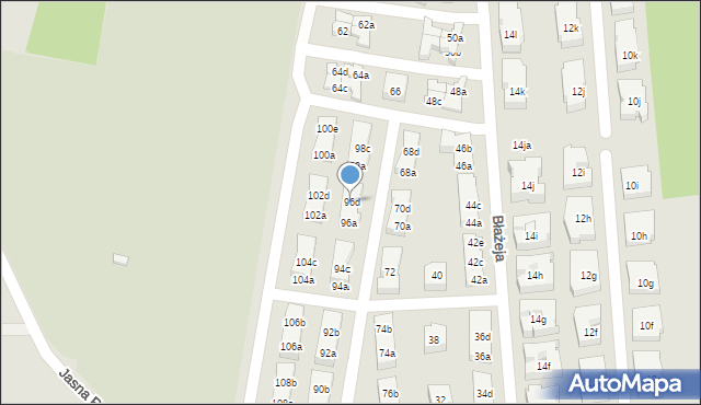 Poznań, Błażeja, 96d, mapa Poznania