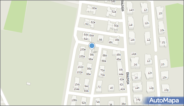 Poznań, Błażeja, 98d, mapa Poznania