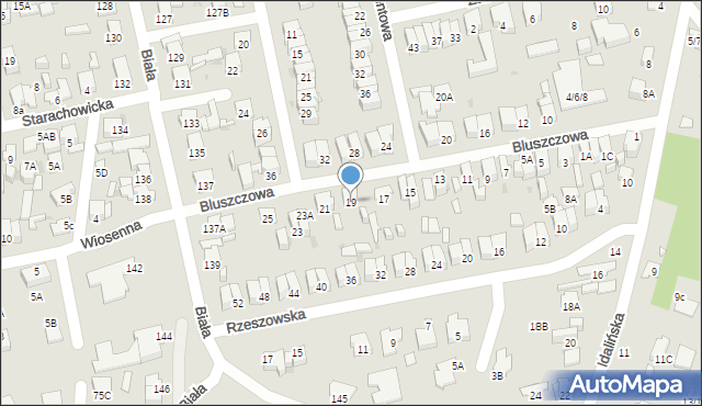 Radom, Bluszczowa, 19, mapa Radomia