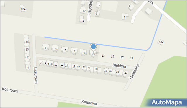 Radzyny, Błękitna, 11, mapa Radzyny