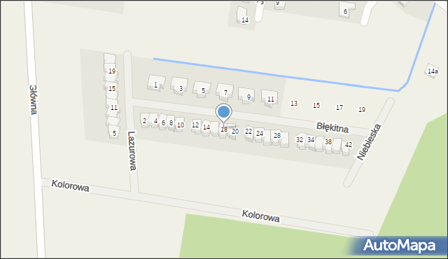 Radzyny, Błękitna, 18, mapa Radzyny