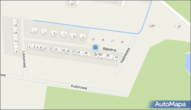 Radzyny, Błękitna, 32, mapa Radzyny