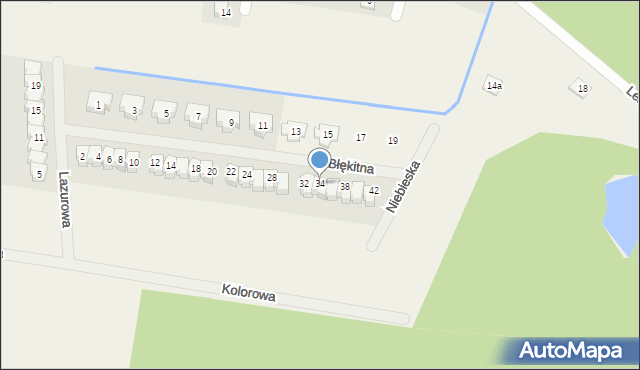 Radzyny, Błękitna, 34, mapa Radzyny