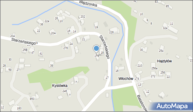 Sucha Beskidzka, Błądzonka, 179, mapa Sucha Beskidzka