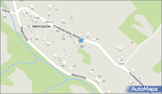 Sucha Beskidzka, Błądzonka, 338, mapa Sucha Beskidzka